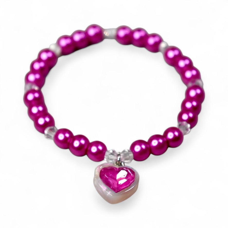 Hot Pink Heart Necklace for Labubu Dolls – Glam Sparkle