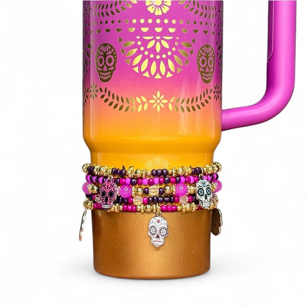 Day of the Dead Sugar Skull Bracelet Stack - 5 Piece Set