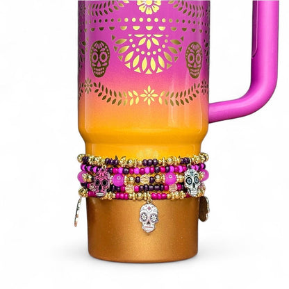 Day of the Dead Sugar Skull Bracelet Stack - 5 Piece Set