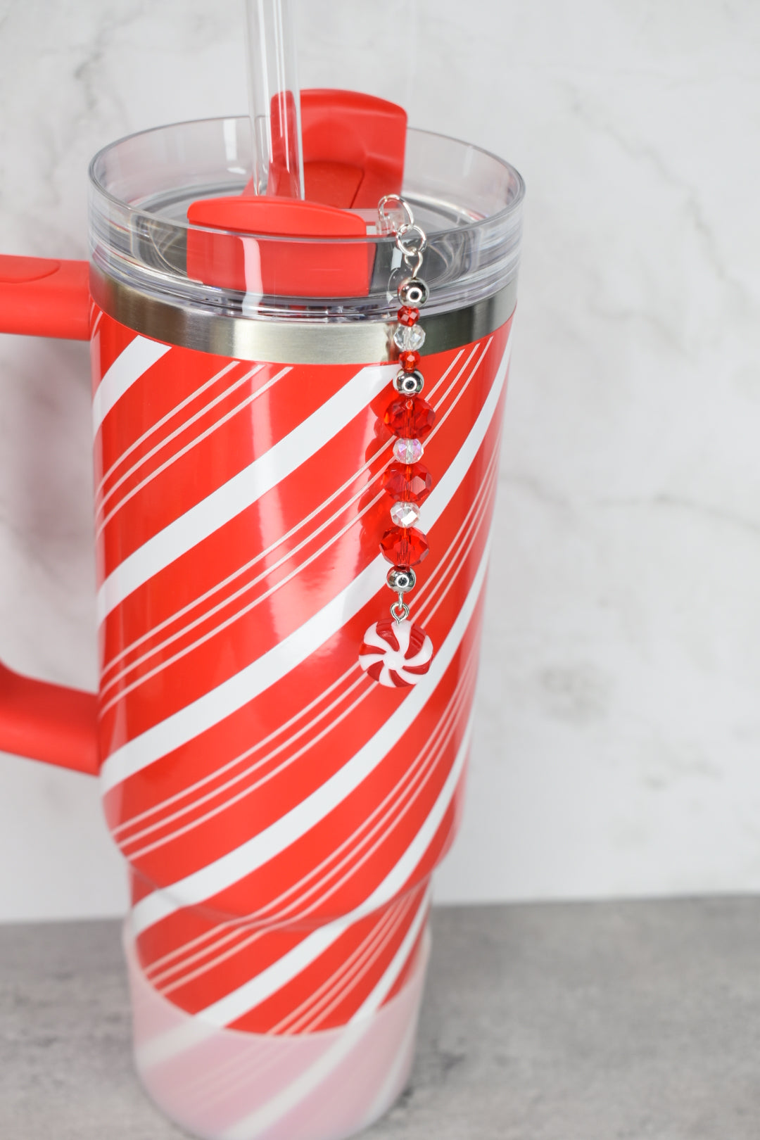 Peppermint Bliss Tumbler Straw Charm Dangle