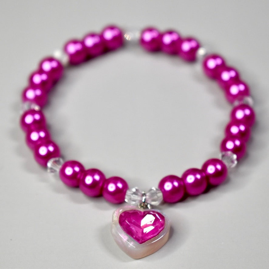 Hot Pink Heart Necklace for Labubu Dolls – Glam Sparkle