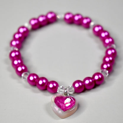 Hot Pink Heart Necklace for Labubu Dolls – Glam Sparkle