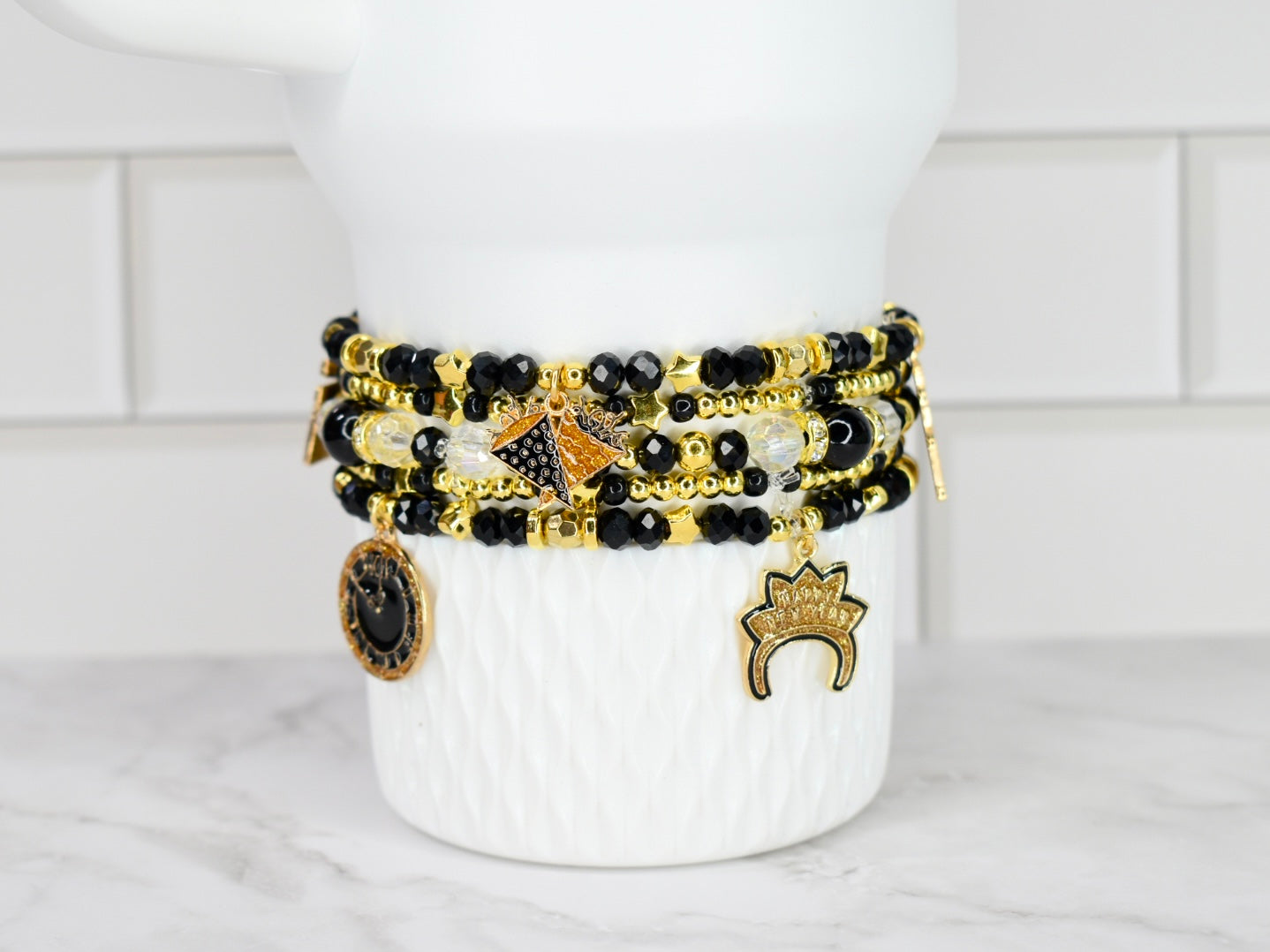 Happy New Year Black Honey Bracelet Stack - 5 Piece Set