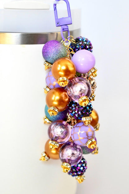 Purple and Gold Beaded Tumbler Straw Charm