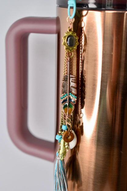 Boho Tumbler Straw Charm: Turquoise, Copper & Rose Gold