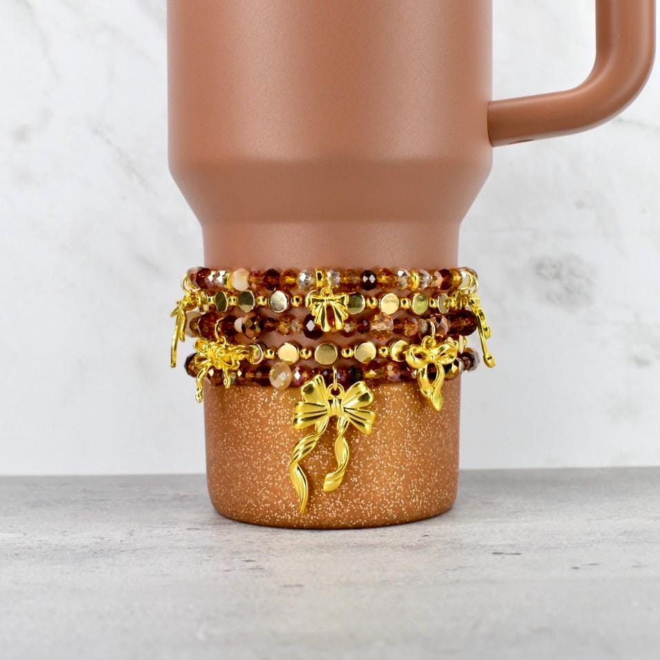 Golden Honey Bow Bracelet Collection - 5 Piece Set