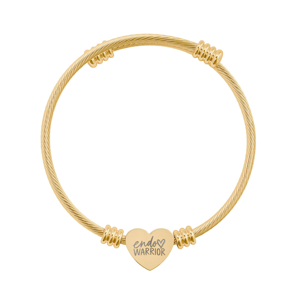 Endo Warrior Engraved Heart Cuff Bracelet