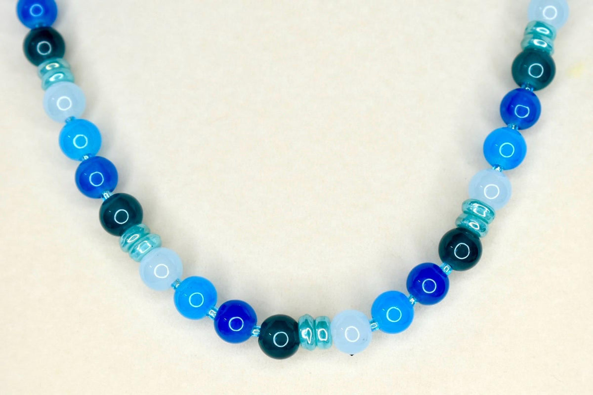 Ocean Blue Ombré Glass Bead Necklace
