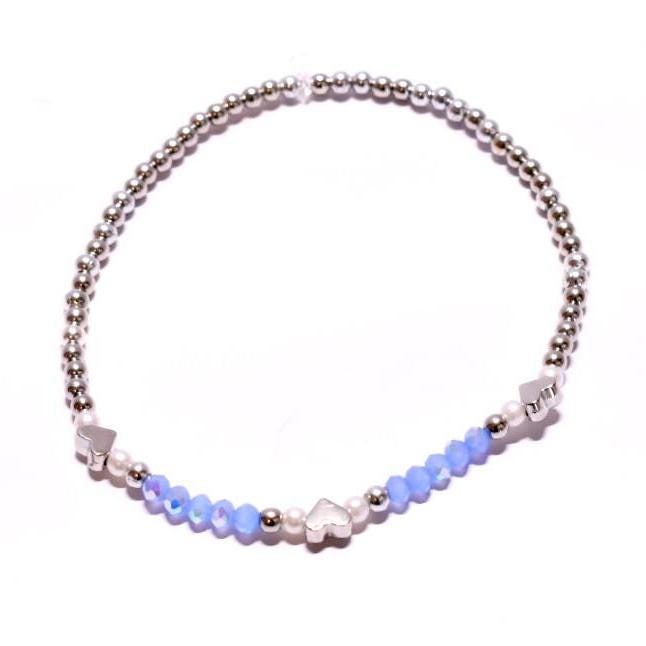 Dreamscape Bracelet Stack: Light Blue, Silver & Gold Accents