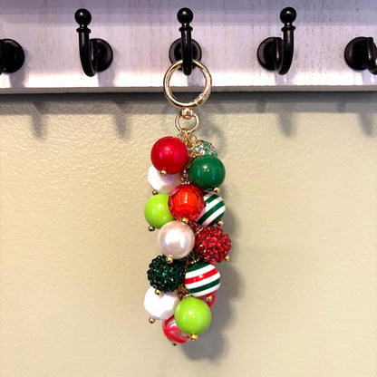 Festive Christmas Bag Charm - Holiday Bag Keychain