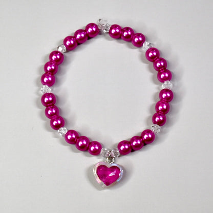 Hot Pink Heart Necklace for Labubu Dolls – Glam Sparkle