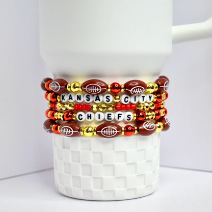 Kansas City Chiefs Bracelet Stack for Football Game Day - 5 Piece Set