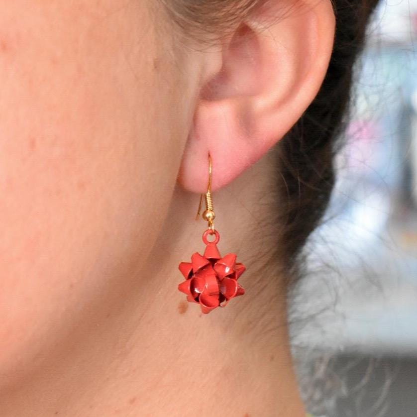 Gift Bow Dangle Earrings: Festive Holiday Jewelry