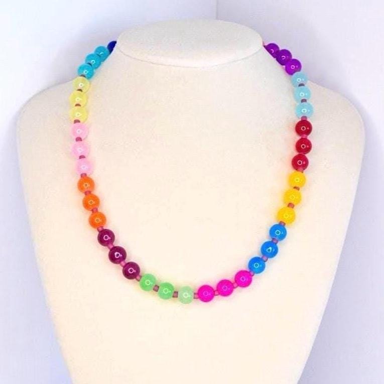 Color Pop Beaded Necklace: Y2K Summer Festival Jewelry