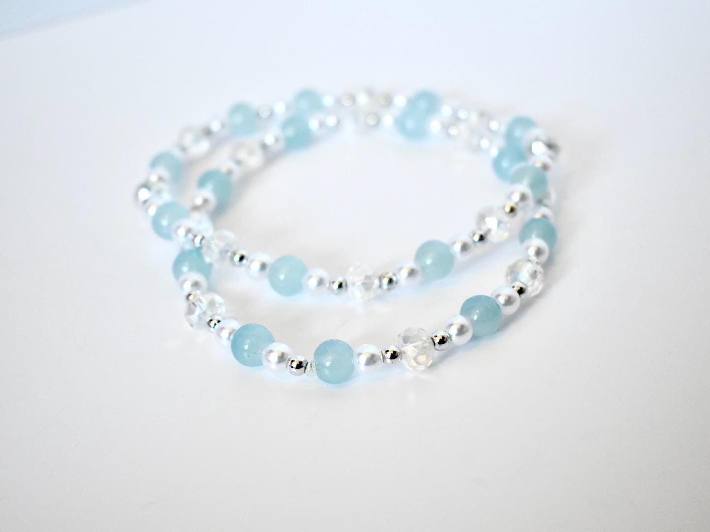 Seafoam Sparkle Bracelet Stack - 5 Piece Set
