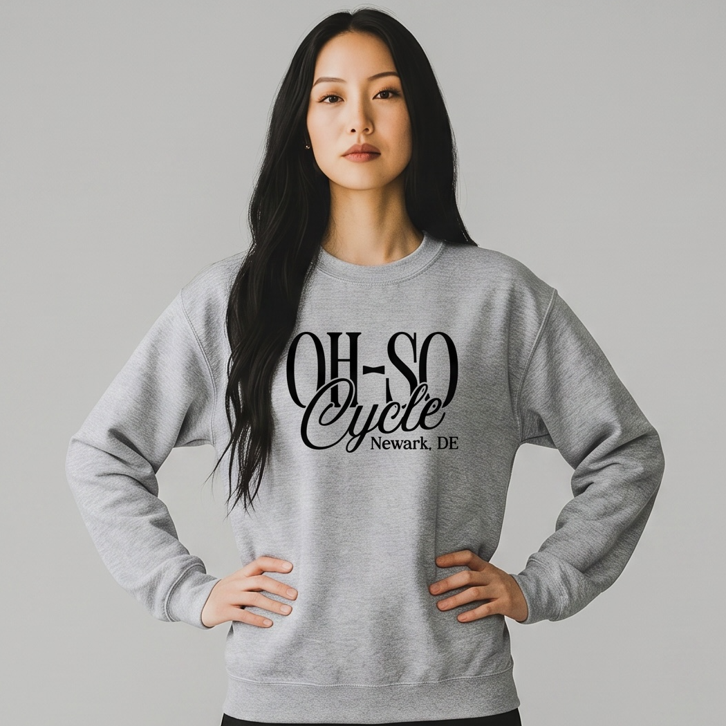 SPORT GRAY — Oh So Cycle Branded Crewneck Sweatshirt
