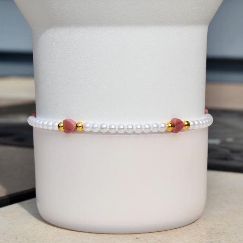 Pink and Gold Beaded Bracelet