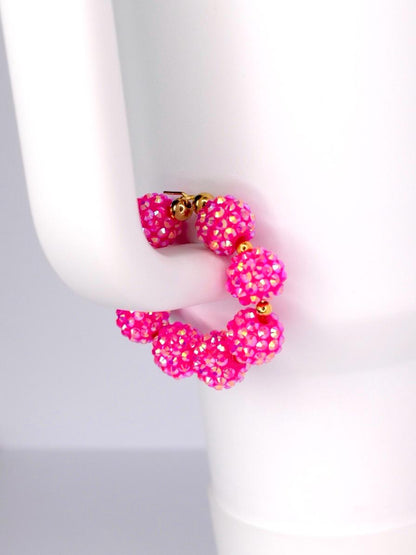 Pink Sparkly Beaded Tumbler Handle Bracelet