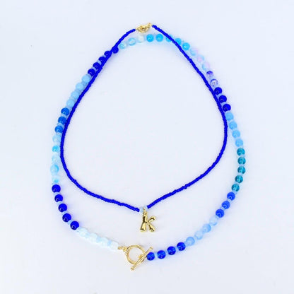Ocean Blues Initial Necklace Set - 2 Piece Set