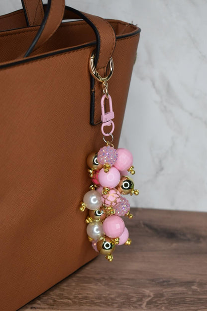 Pink and Gold Mermaid Bag Charm - Bag Keychain