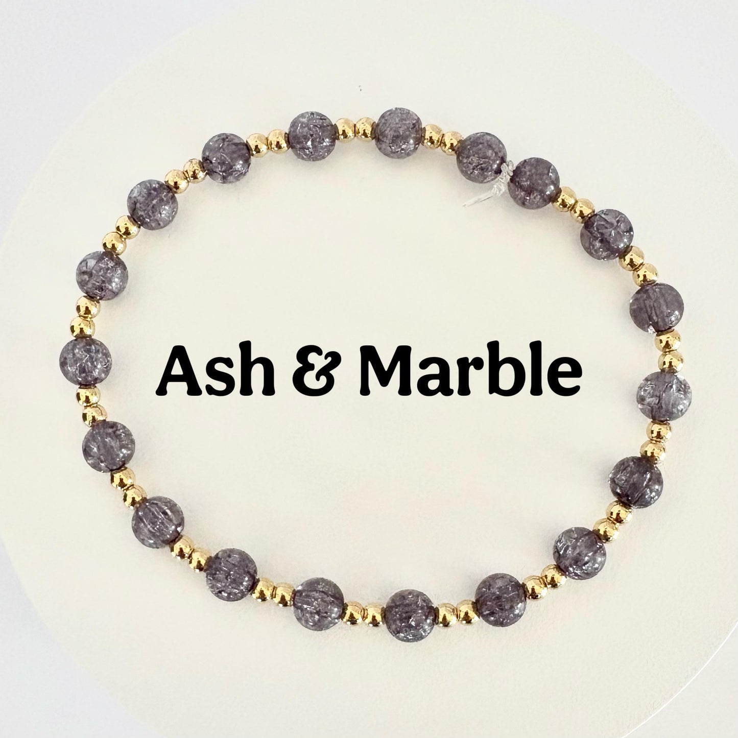 Black Crystal and Gold Bead Bracelet Stack - 4 Piece Set