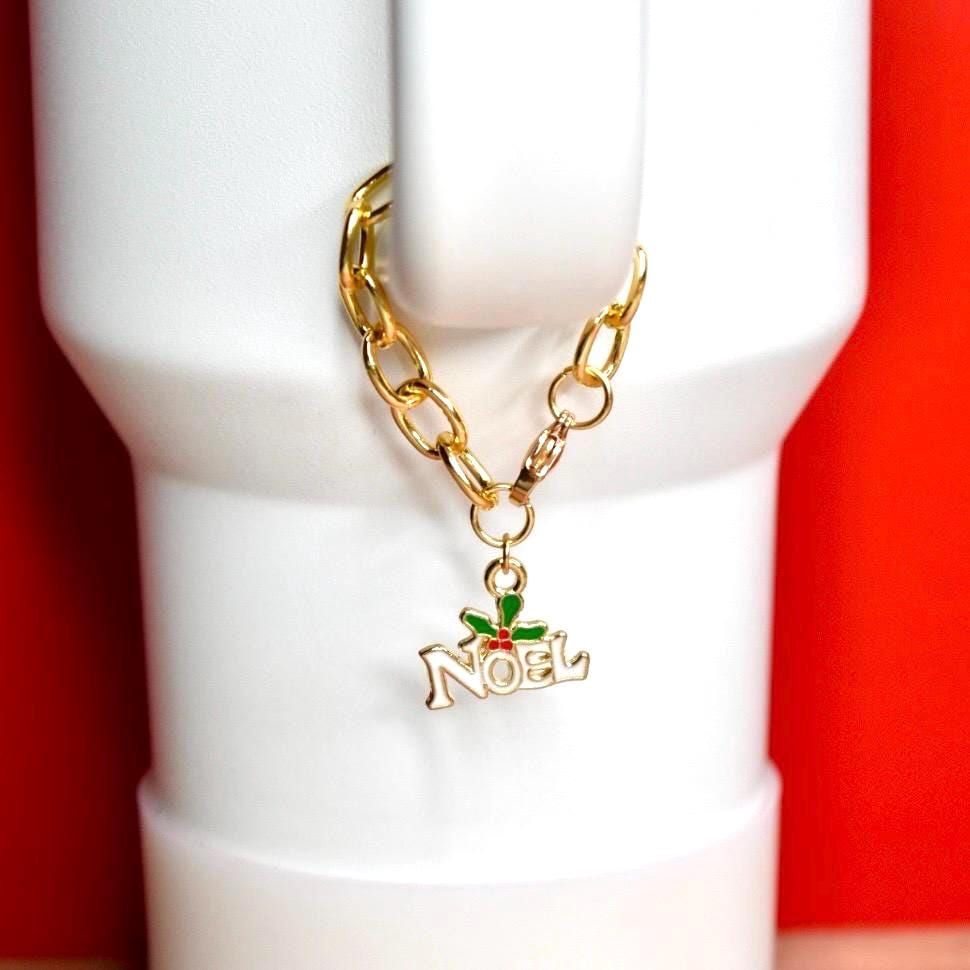 Christmas Themed Tumbler Handle Charm Bracelet - Choose Your Charm