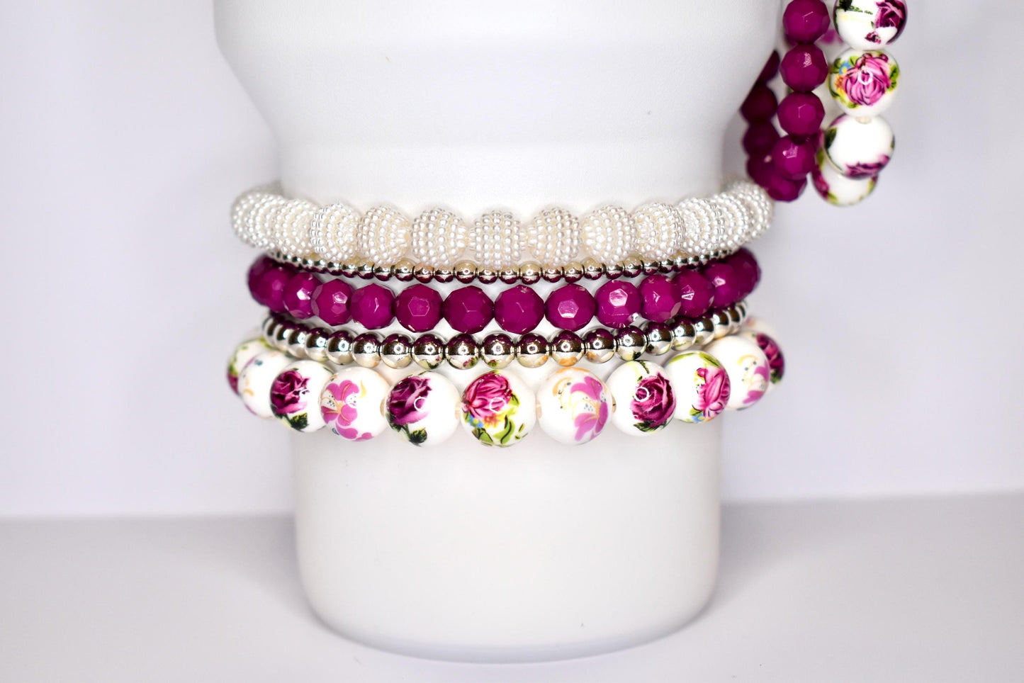 Vintage Rose Bracelet Stack - 5 Piece Set