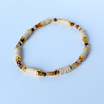 Sage Grey Bracelet Stack with Gold Accents - 3 Piece Set