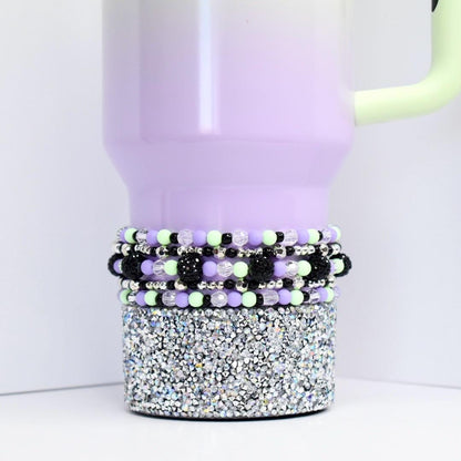 Hypnotic Green and Purple Bracelet Stack - 5 Piece Set