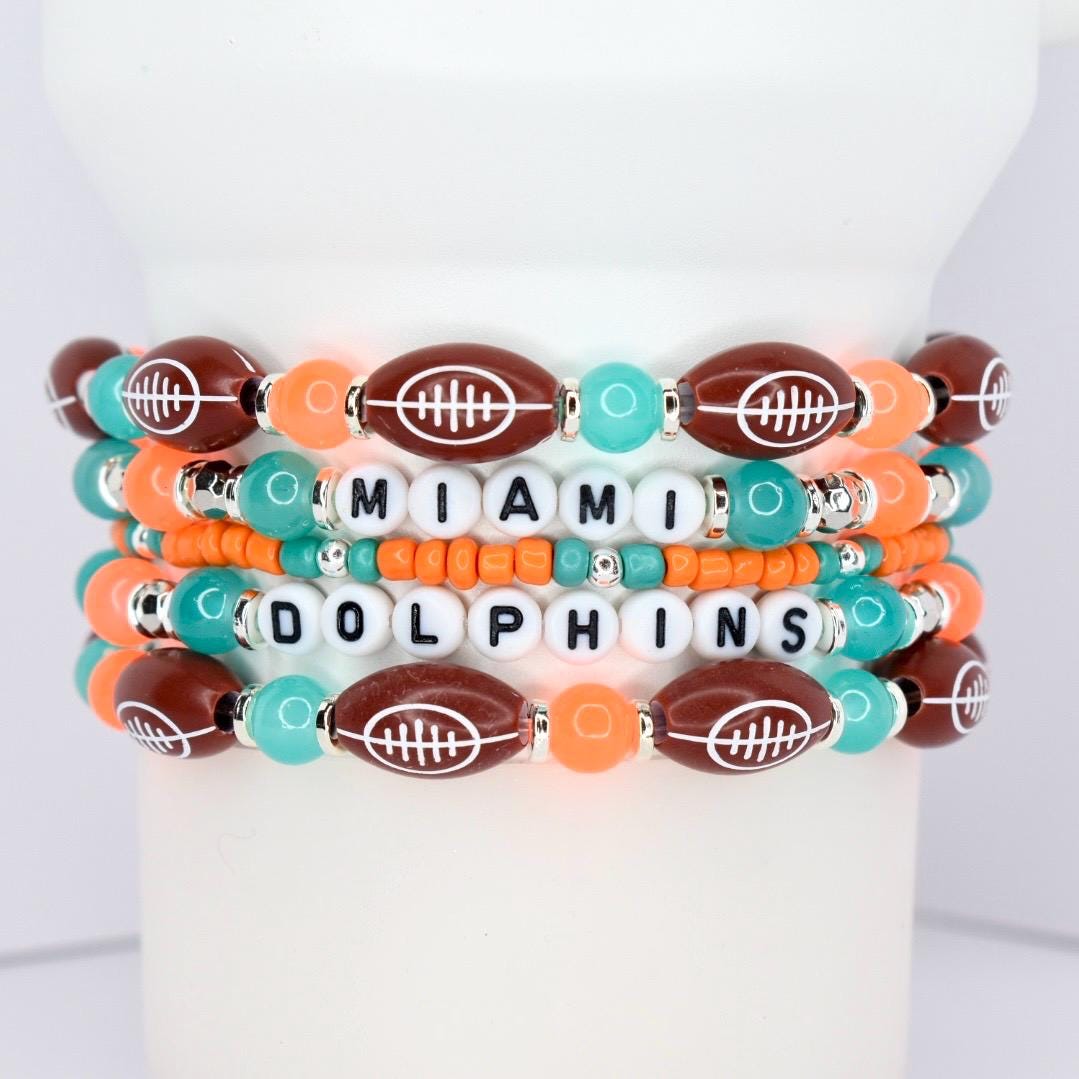 Miami Dolphins Bracelet Stack, Set of 5