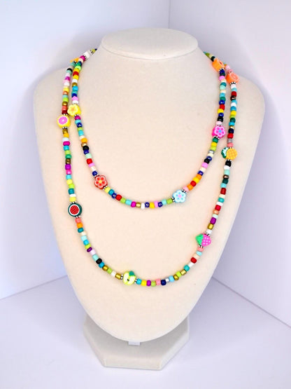 Colorful Fruit Beaded Necklace: Y2K Summer Festival Jewelry, Necklace for Layering