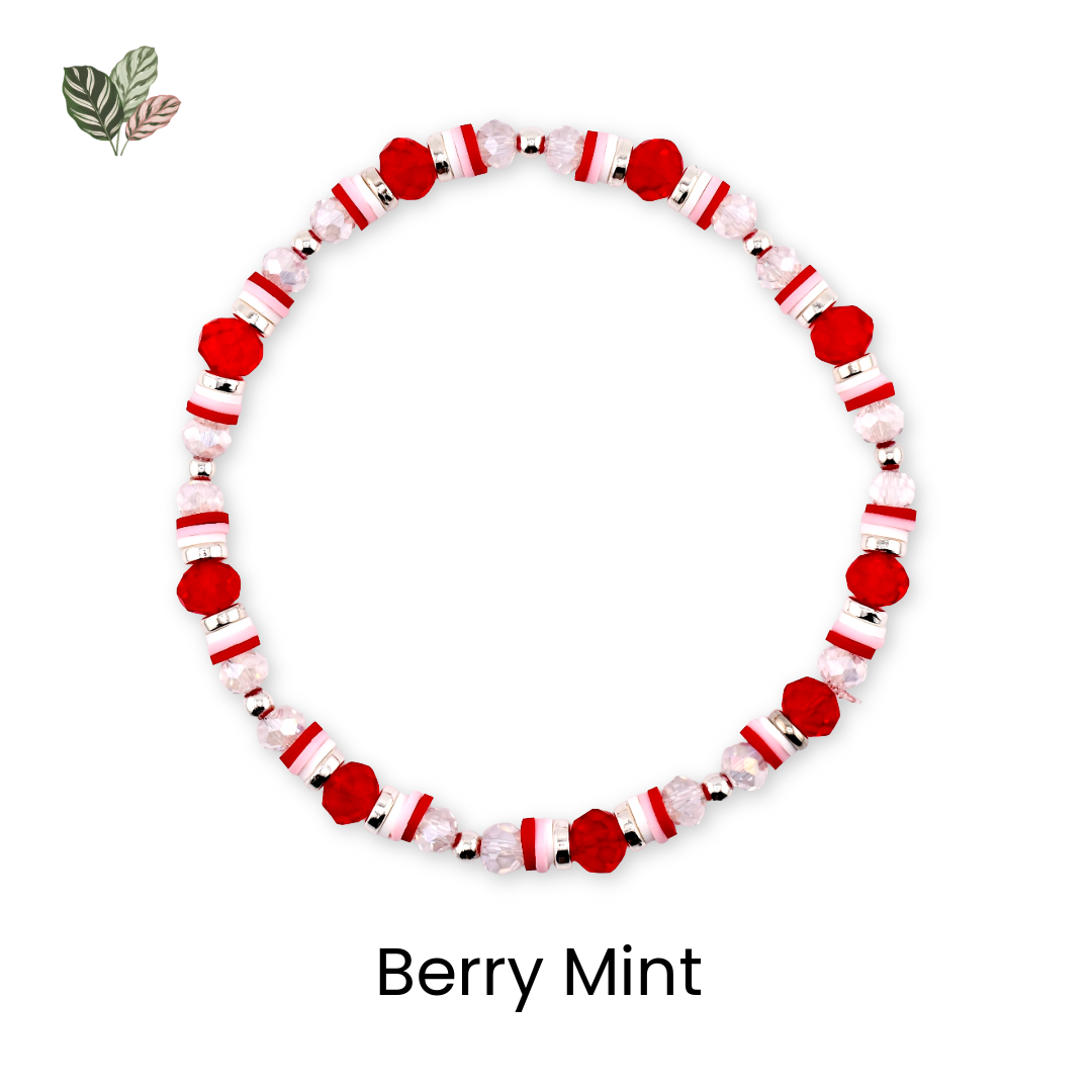 Red Pink and White Peppermint Strawberry Twist Bracelet Collection