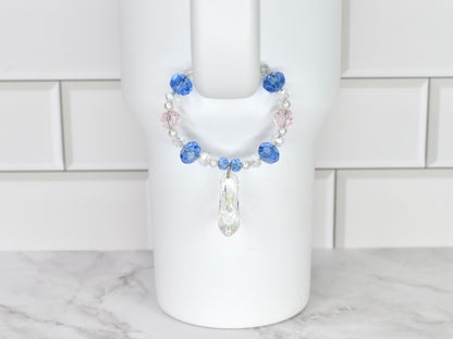 Cinderella Slipper Tumbler Handle Bracelet: Crystal & Iridescent Charm