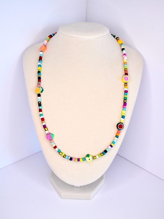 Colorful Fruit Beaded Necklace: Y2K Summer Festival Jewelry, Necklace for Layering