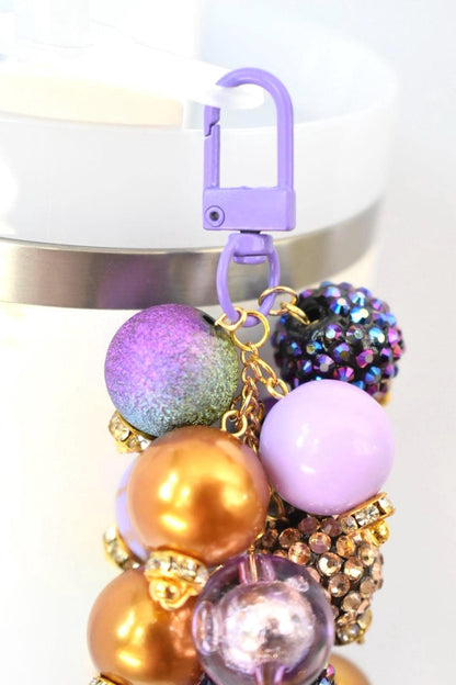Purple and Gold Beaded Tumbler Straw Charm