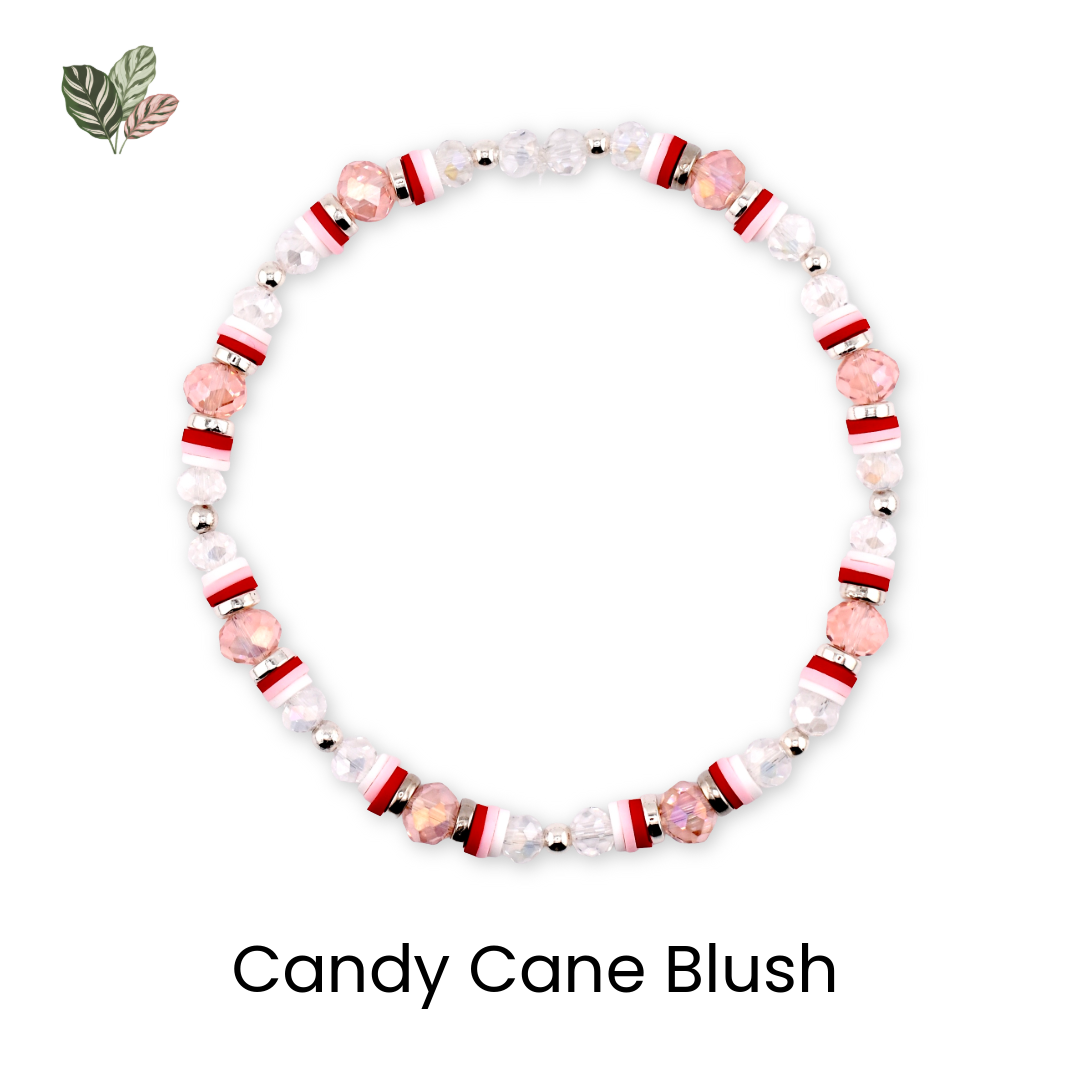 Red Pink and White Peppermint Strawberry Twist Bracelet Collection