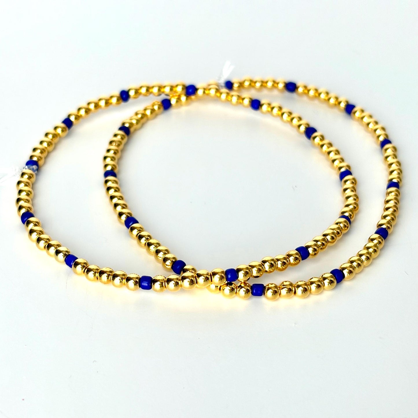Blue and Gold Bracelet Stack - 5 Piece Set