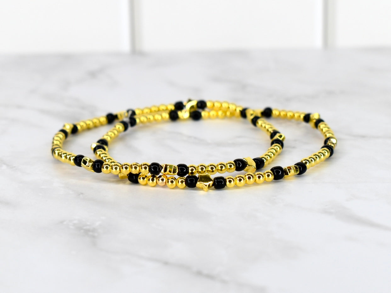 Happy New Year Black Honey Bracelet Stack - 5 Piece Set
