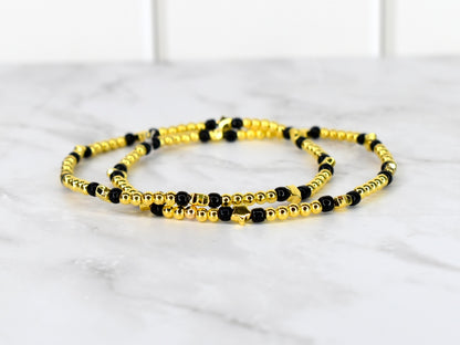 Happy New Year Black Honey Bracelet Stack - 5 Piece Set