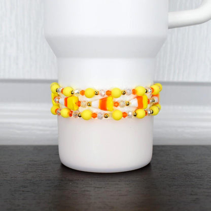 Candy Corn Beaded Bracelet Stack, Set of 3