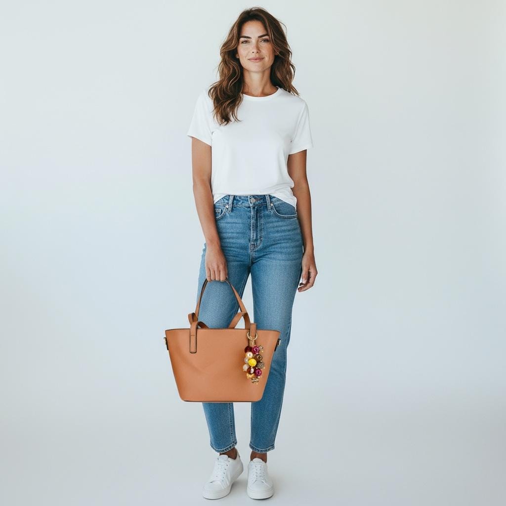 Fall Beaded Bag Charm: Gold, Brown and Burgundy Keychain Purse Accessory