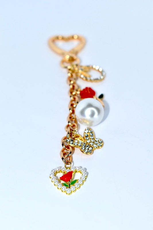 Romantic Rose Charm Keychain or Bag Charm