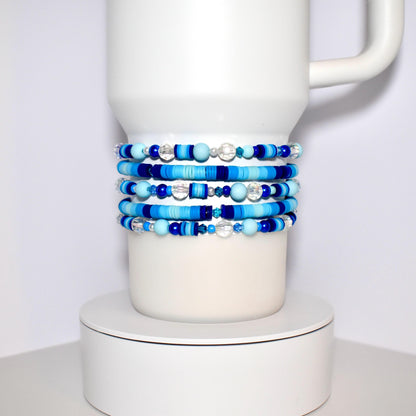 Blue Ombré Bracelets with Crystal Accents