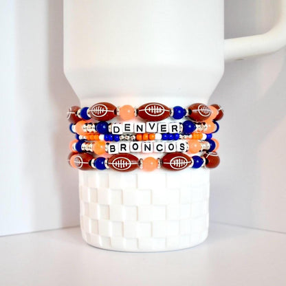 Denver Broncos Football Bracelet Stack - 5 Piece Set