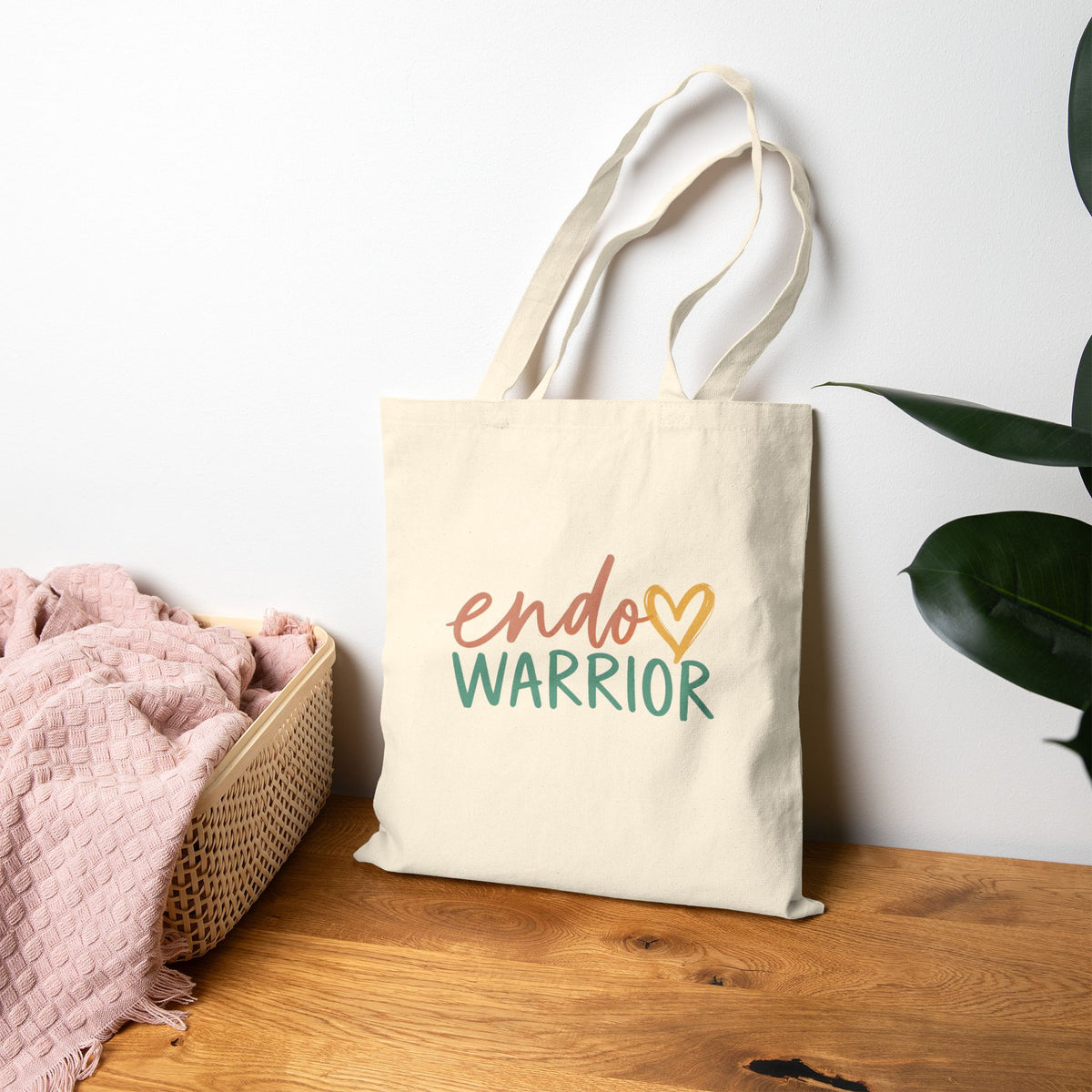 Endo Warrior Tote Bag | Endometriosis Awareness Cotton Canvas Tote
