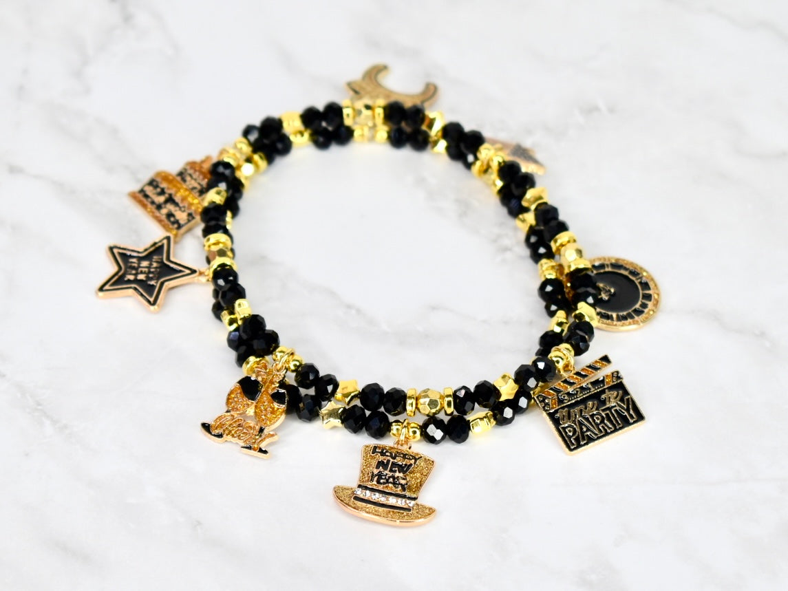 Happy New Year Black Honey Bracelet Stack - 5 Piece Set