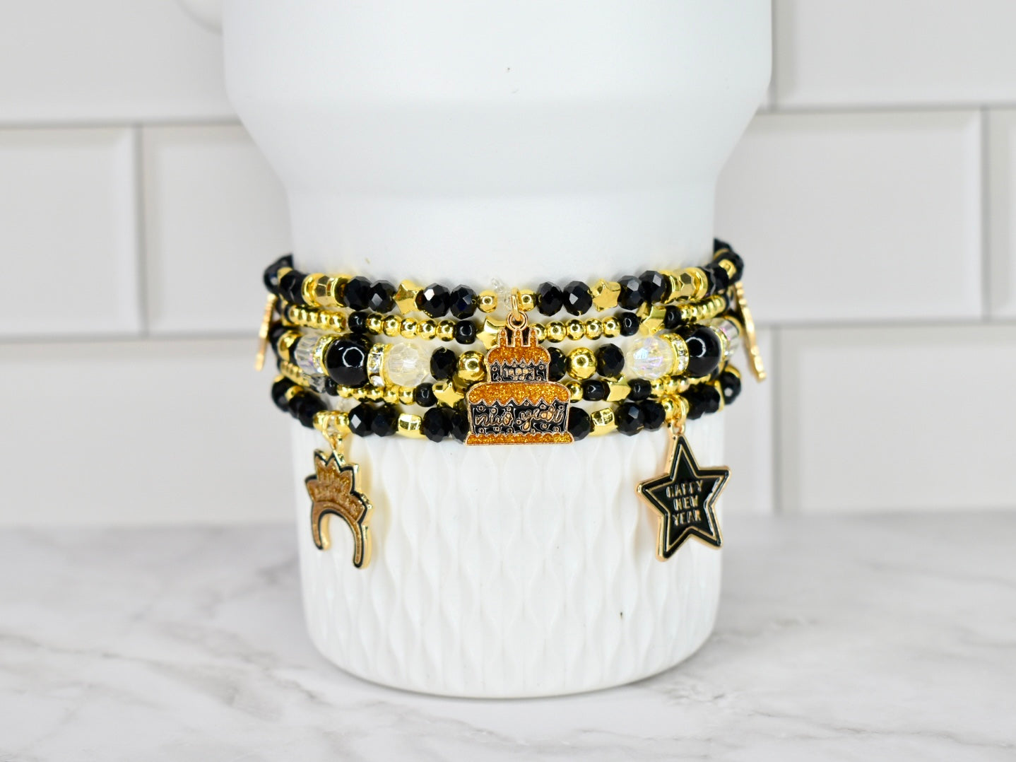 Happy New Year Black Honey Bracelet Stack - 5 Piece Set