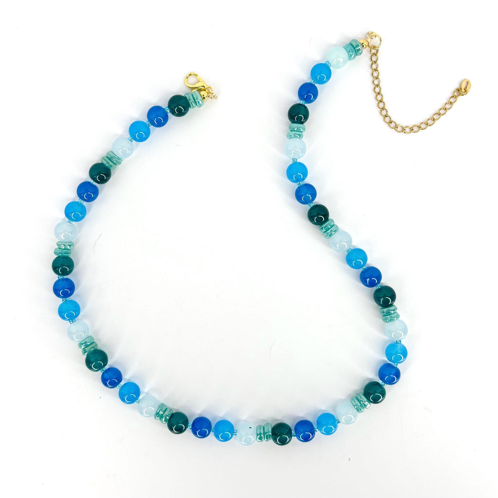 Ocean Blue Ombré Glass Bead Necklace