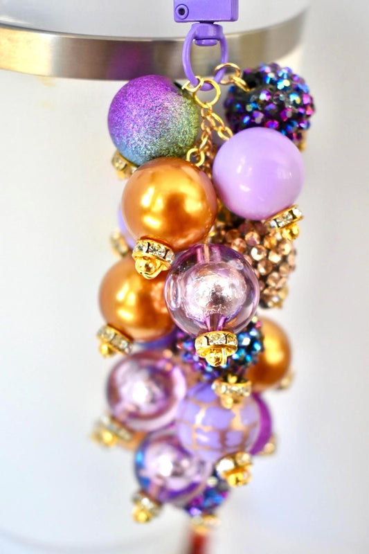 Purple and Gold Beaded Tumbler Straw Charm