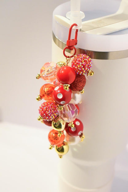 Red and Gold Tumbler Straw Bauble Charm